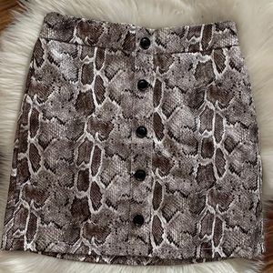Brown snake print pleather skirt size L
